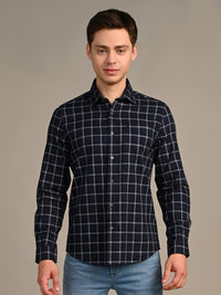 Killer Men Navy Checks Slim Fit Shirts