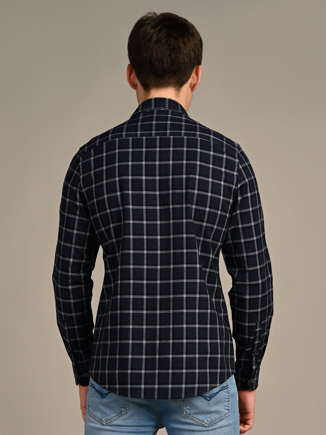 Killer Men Navy Checks Slim Fit Shirts