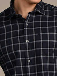 Killer Men Navy Checks Slim Fit Shirts