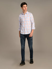 Killer Men Light Blue Checks Slim Fit Shirts