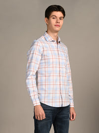 Killer Men Light Blue Checks Slim Fit Shirts