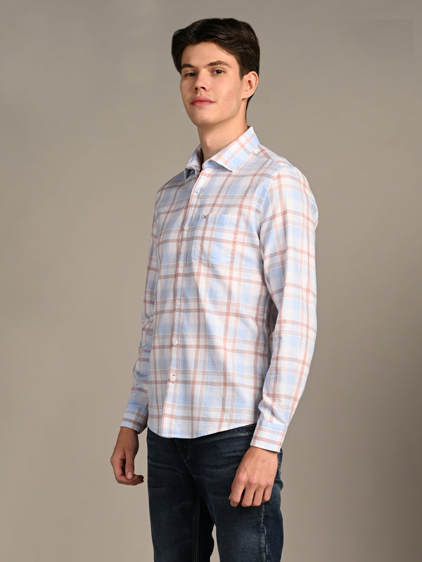 Killer Men Light Blue Checks Slim Fit Shirts