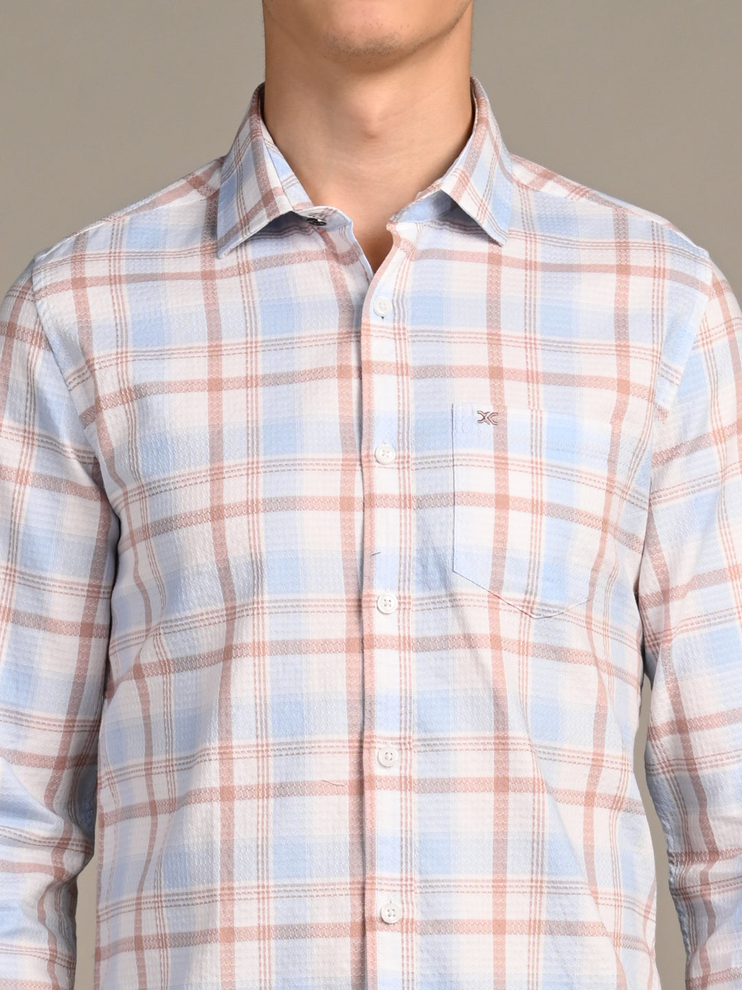 Killer Men Light Blue Checks Slim Fit Shirts