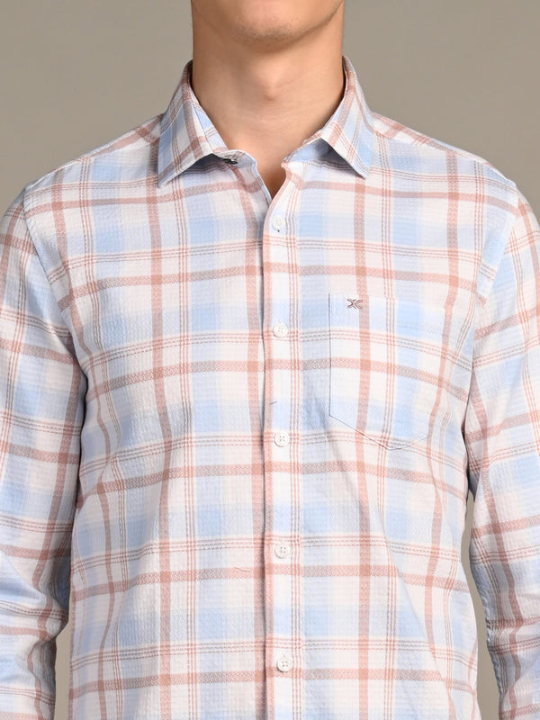 Killer Men Light Blue Checks Slim Fit Shirts