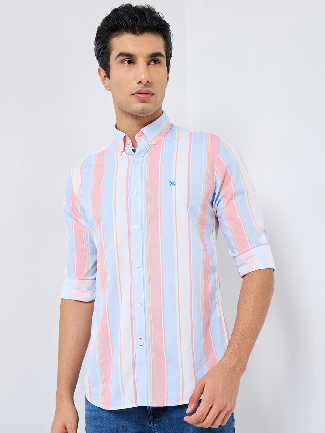 Killer Men Red Stripe Slim Fit Shirts