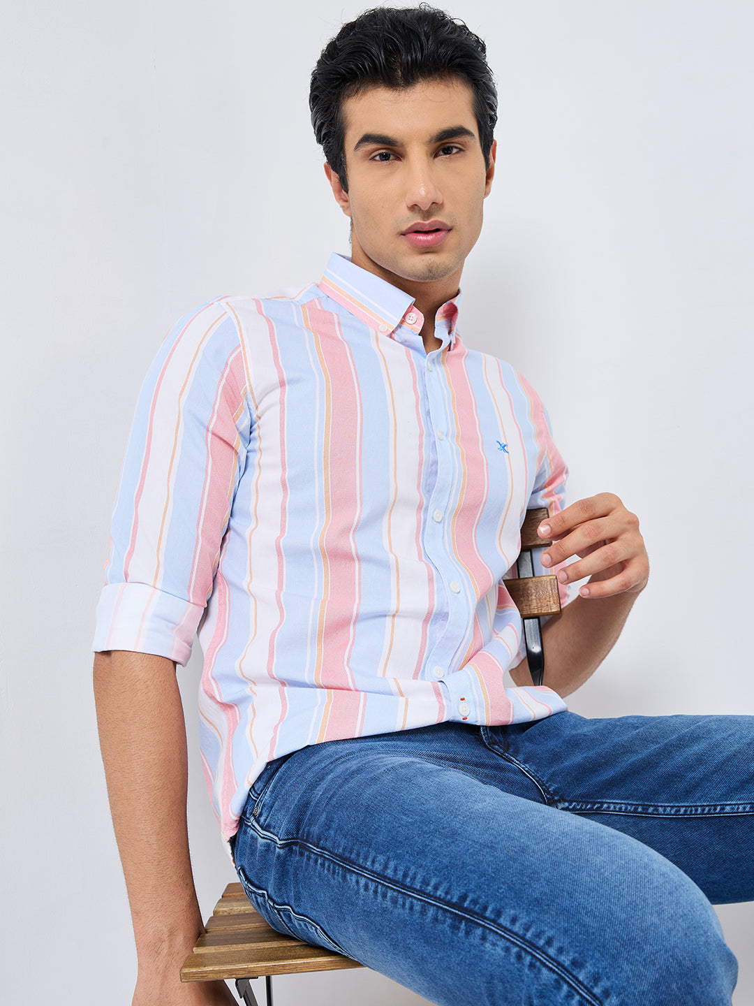 Killer Men Red Stripe Slim Fit Shirts