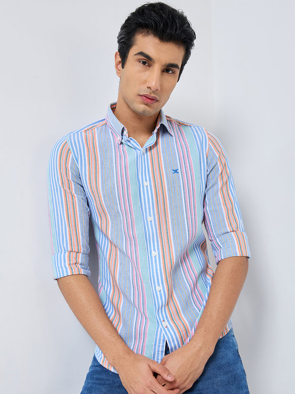 Killer Men Pink Stripe Slim Fit Shirts