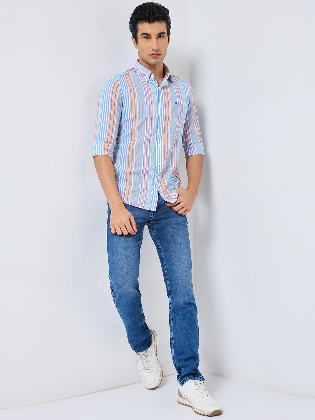 Killer Men Pink Stripe Slim Fit Shirts