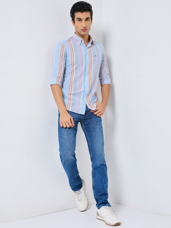 Killer Men Pink Stripe Slim Fit Shirts