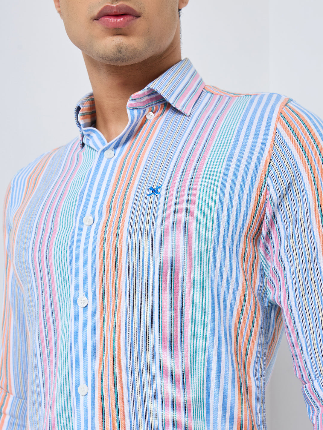 Killer Men Pink Stripe Slim Fit Shirts