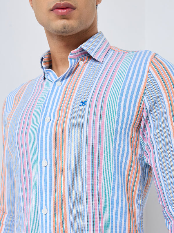 Killer Men Pink Stripe Slim Fit Shirts