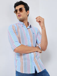 Killer Men Pink Stripe Slim Fit Shirts