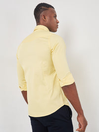 Killer Men Yellow Solid Slim Fit Shirts