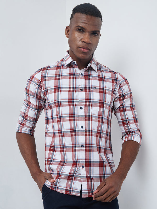 Killer Men Red Checks Slim Fit Shirts