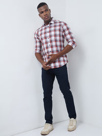 Killer Men Red Checks Slim Fit Shirts