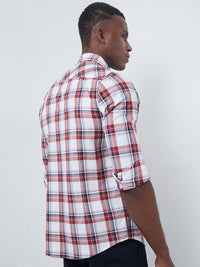 Killer Men Red Checks Slim Fit Shirts