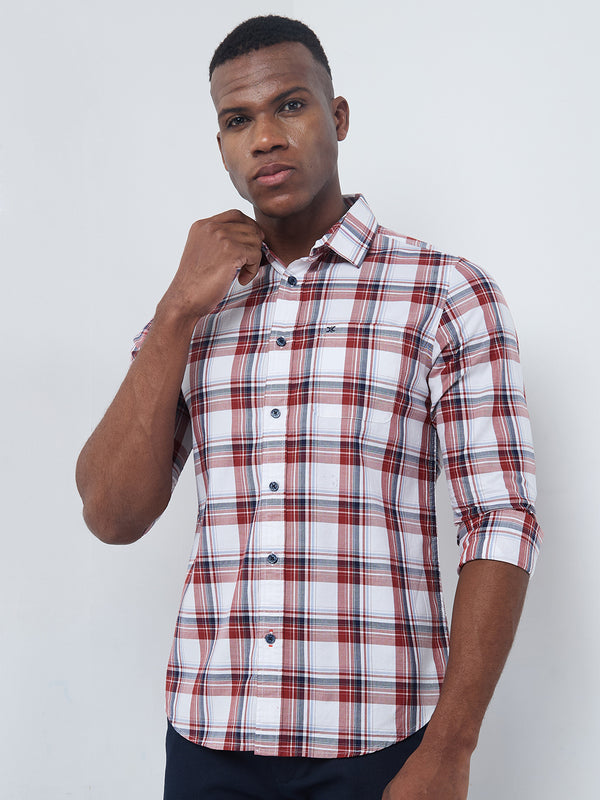 Killer Men Red Checks Slim Fit Shirts