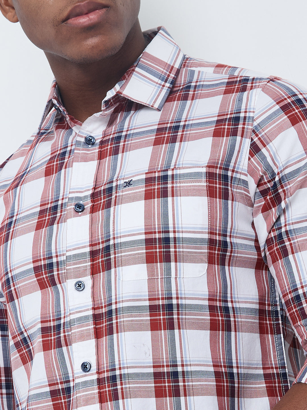 Killer Men Red Checks Slim Fit Shirts