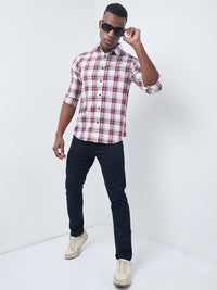 Killer Men Red Checks Slim Fit Shirts
