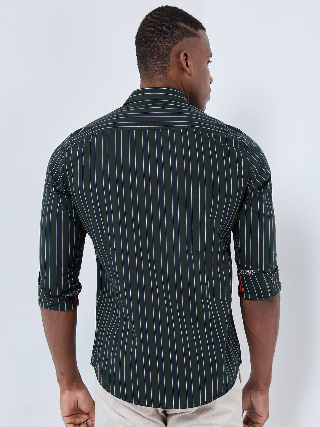 Killer Men Green Stripe Slim Fit Shirts