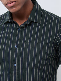 Killer Men Green Stripe Slim Fit Shirts