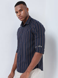 Killer Men Navy Stripe Slim Fit Shirts