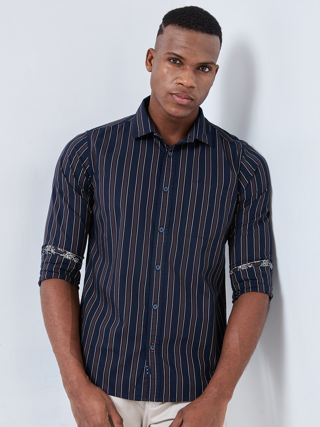 Killer Men Navy Stripe Slim Fit Shirts