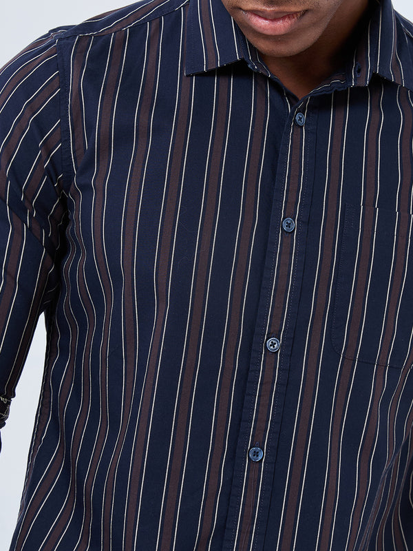 Killer Men Navy Stripe Slim Fit Shirts