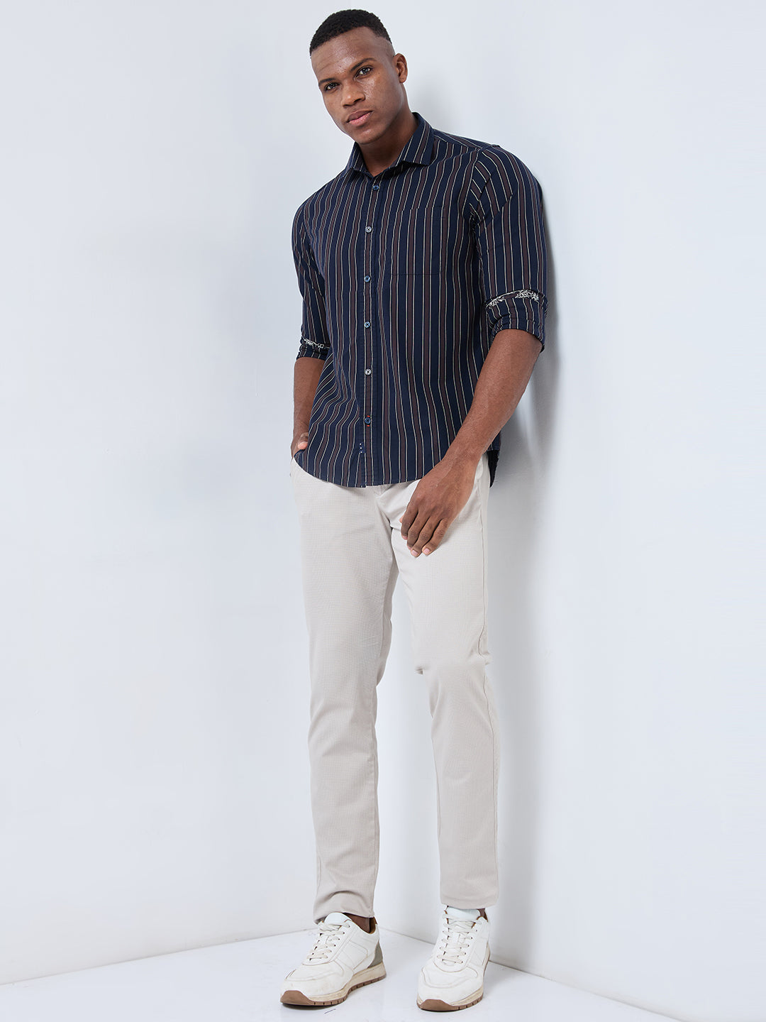 Killer Men Navy Stripe Slim Fit Shirts