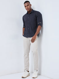 Killer Men Navy Stripe Slim Fit Shirts