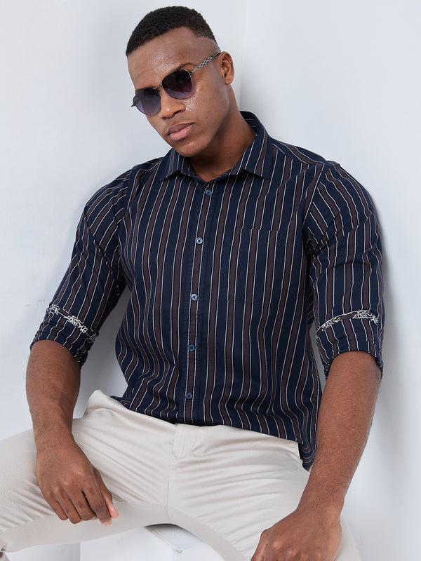 Killer Men Navy Stripe Slim Fit Shirts