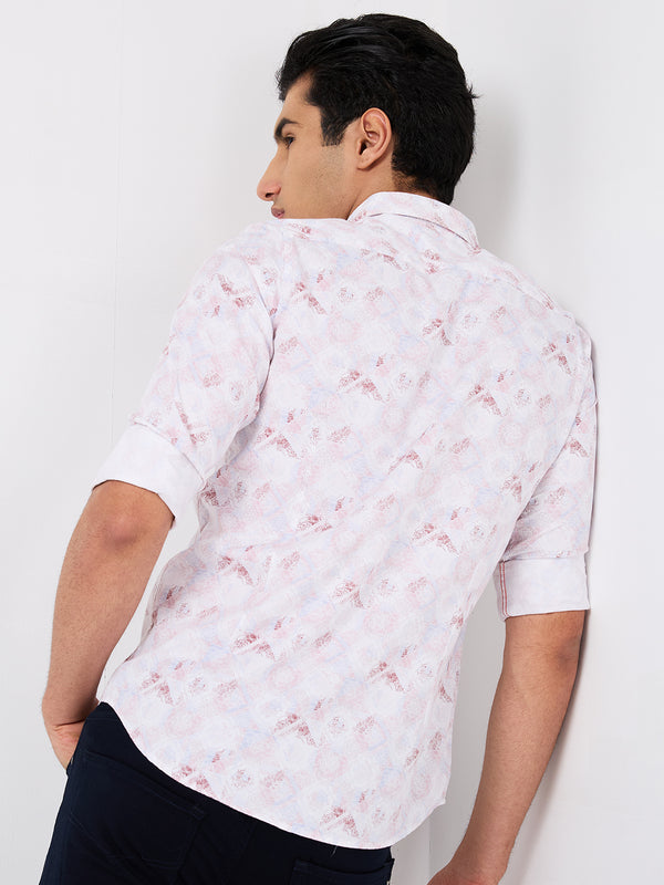 Killer Men Pink Printed Slim Fit Shirts
