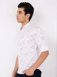 Killer Men Pink Printed Slim Fit Shirts