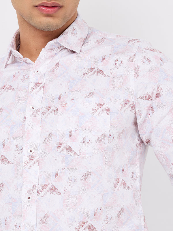 Killer Men Pink Printed Slim Fit Shirts