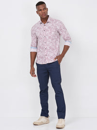 Killer Men Maroon Printed Slim Fit Shirts