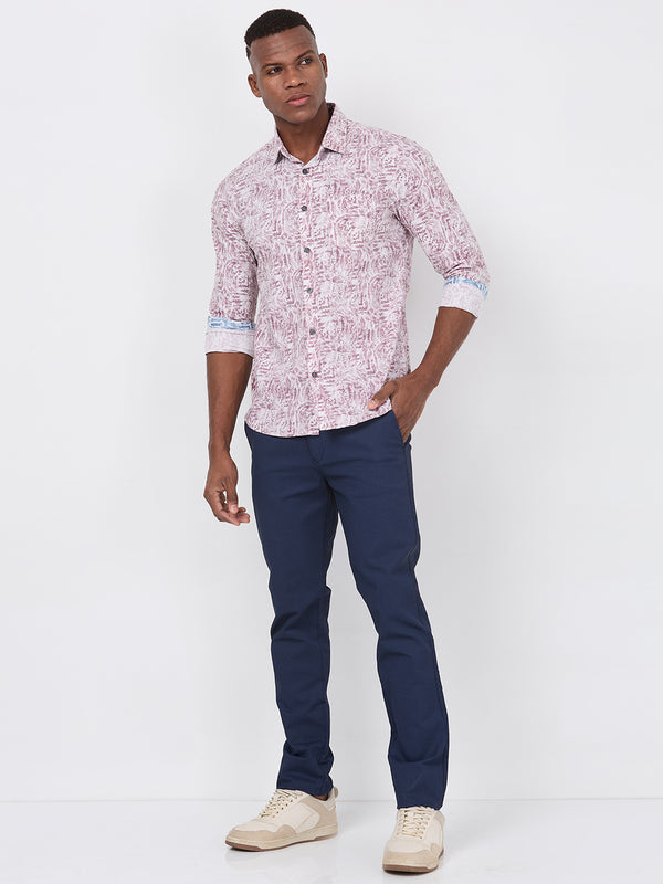Killer Men Maroon Printed Slim Fit Shirts