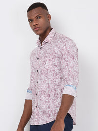 Killer Men Maroon Printed Slim Fit Shirts