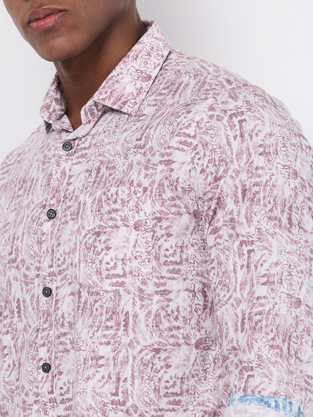 Killer Men Maroon Printed Slim Fit Shirts