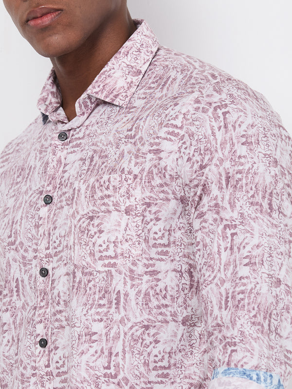 Killer Men Maroon Printed Slim Fit Shirts