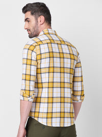 Killer Men Mastard Checks Slim Fit Shirts