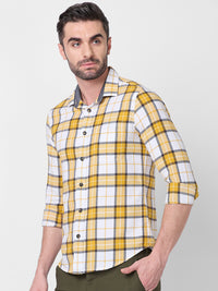 Killer Men Mastard Checks Slim Fit Shirts