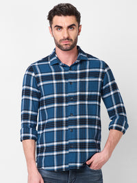 Killer Men Blue Checks Slim Fit Shirts