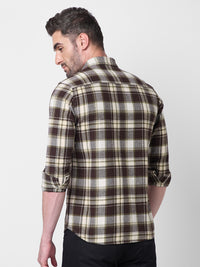 Killer Men Brown Checks Slim Fit Shirts