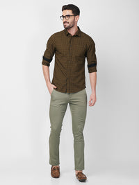 Killer Men Dark Mustard Checks Slim Fit Shirts