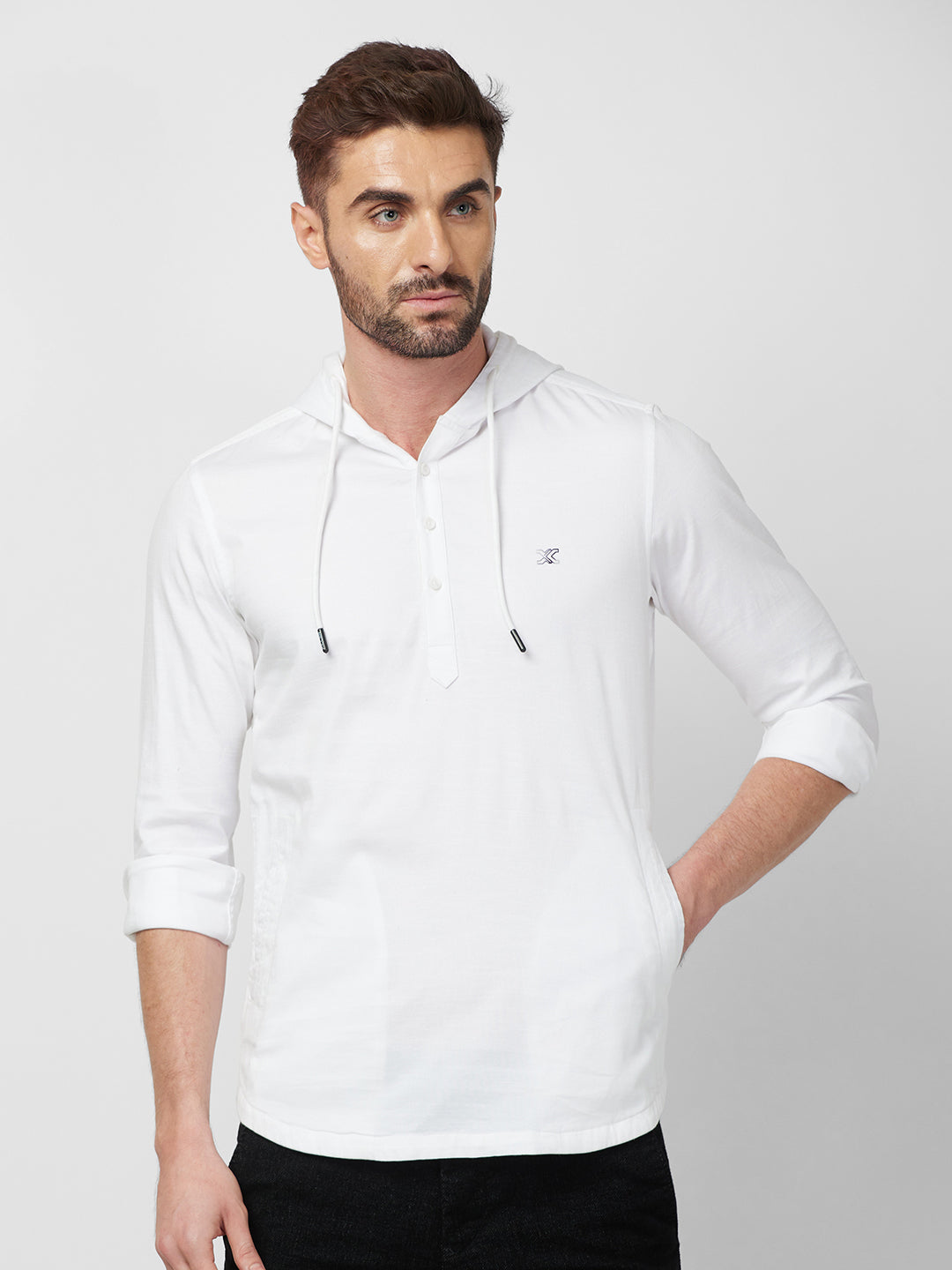 Killer Men White Solid Slim Fit Shirts