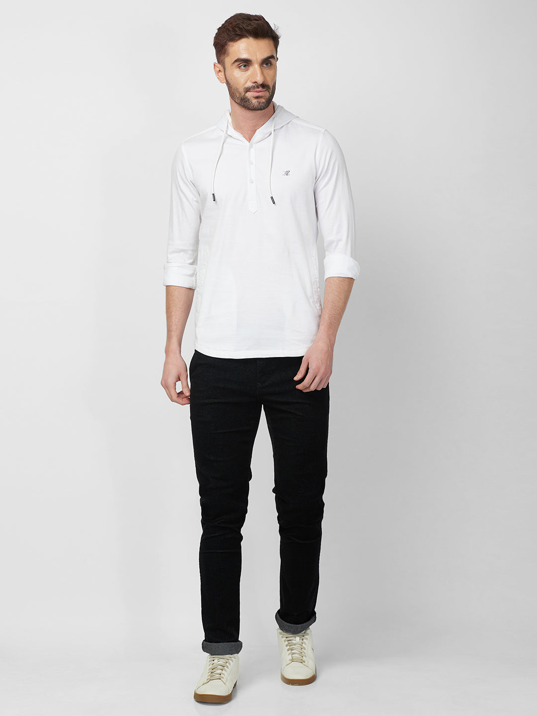 Killer Men White Solid Slim Fit Shirts