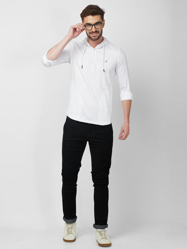 Killer Men White Solid Slim Fit Shirts