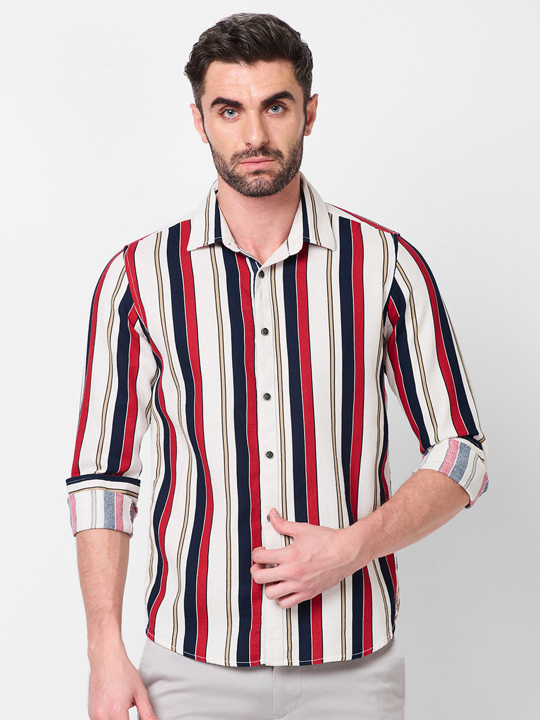 Killer Men Navy Stripe Slim Fit Shirts
