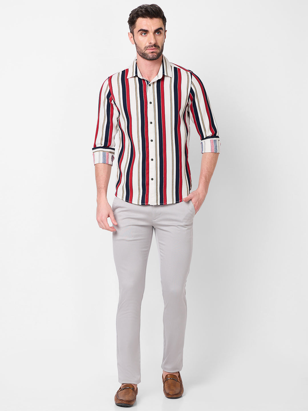 Killer Men Navy Stripe Slim Fit Shirts