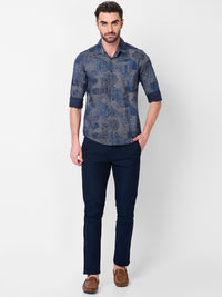 Killer Men Navy Printed Slim Fit Shirts
